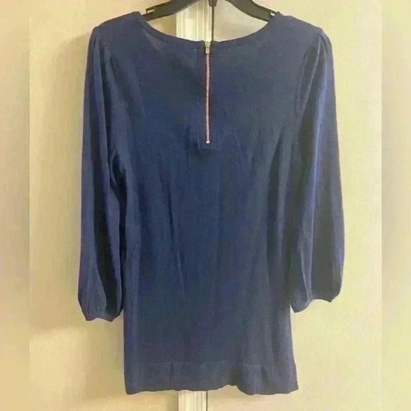 LILLY Pulitzer navy blue 10% silk crewneck pullover sweater. Medium - Picture 6 of 6